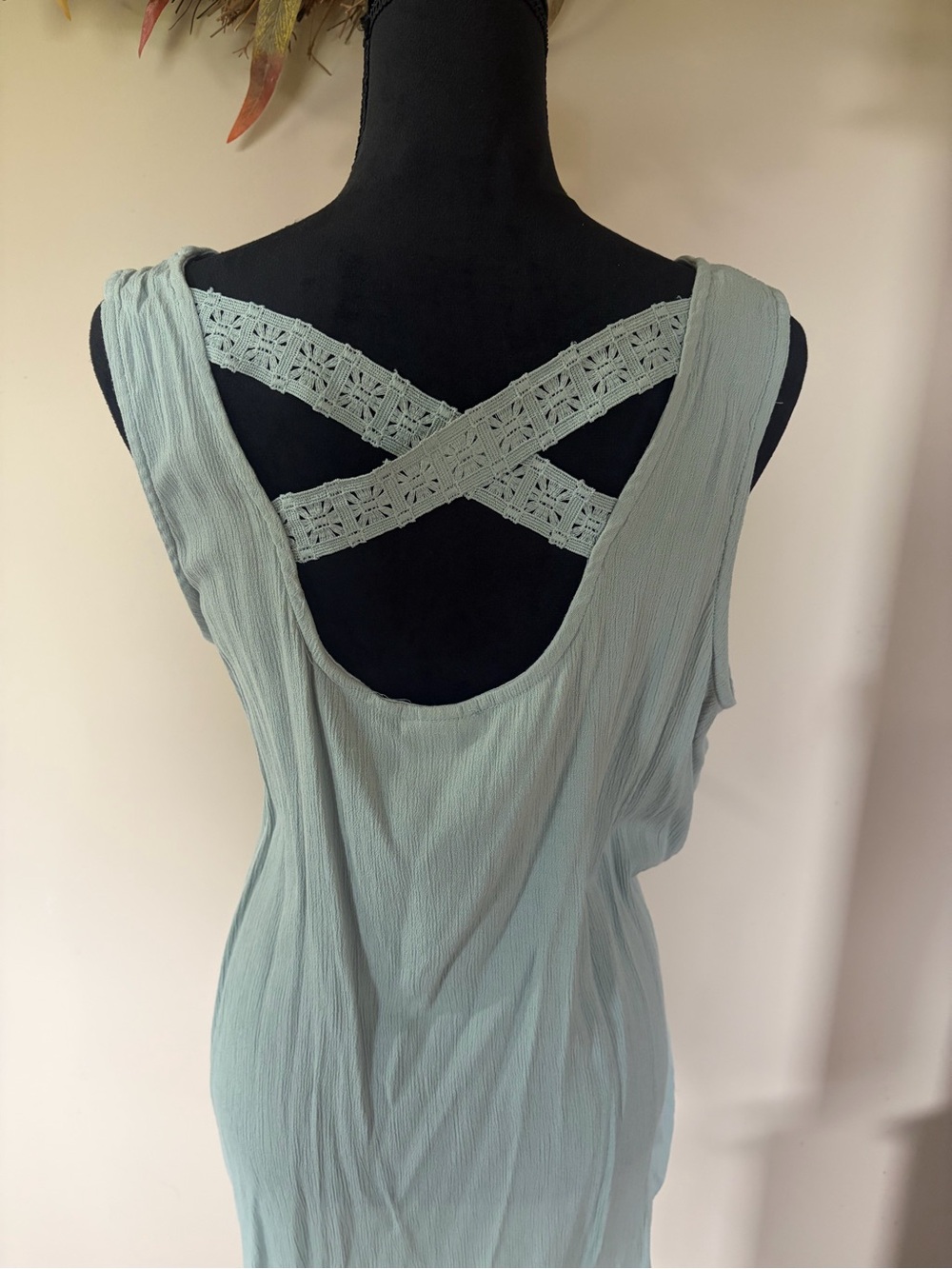 Knox Rose Embroidered Sage Green Scoop Neck Tank - Picture 5 of 6
